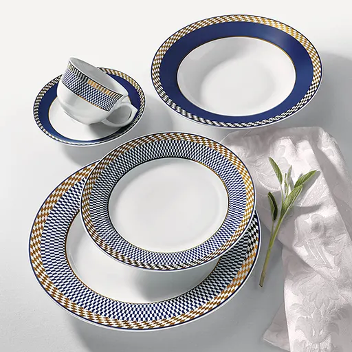 Oxford Flamingo-Op Art Porcelain 20 Piece Dinnerware Set Service